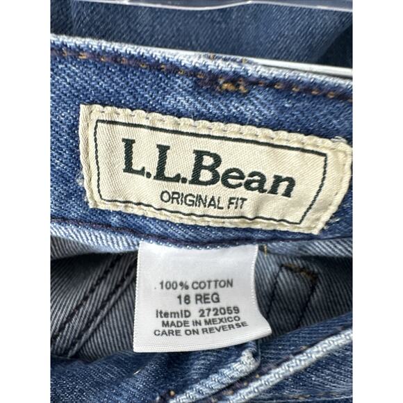 LL Bean Women's Jeans Size 16 Reg Blue Denim Original Fit Relaxed 100% Cotton - Picture 9 of 13